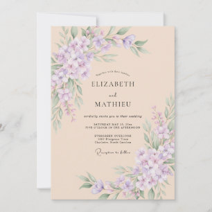 Champagner-Rosenholz-Blüten-Hochzeit Einladung