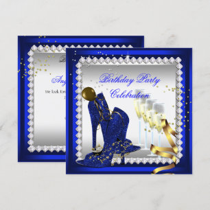 Champagner Royalblaue Absätze Gold Party für jeden Einladung