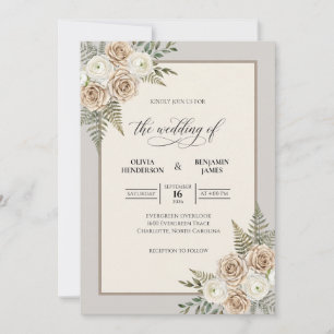 Champagner-Salbei-Farn-Hochzeit Einladung