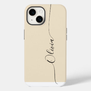 Champagner Schwarze elegante Kalligrafie-Schrift N iPhone 14 Hülle