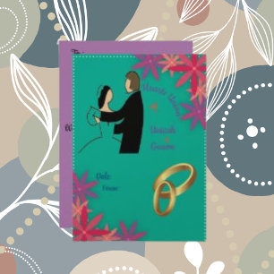 Champagner Shimmer Paper Comic Couple Wedding Card Einladung