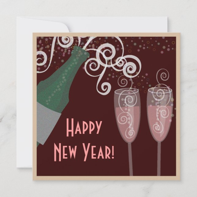 Champagner-Silvester-Party Einladung (Vorderseite)