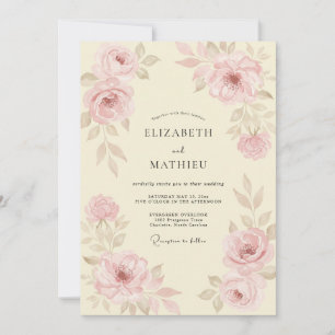 Champagner-Staub-Mauve bemalte Hochzeit Einladung