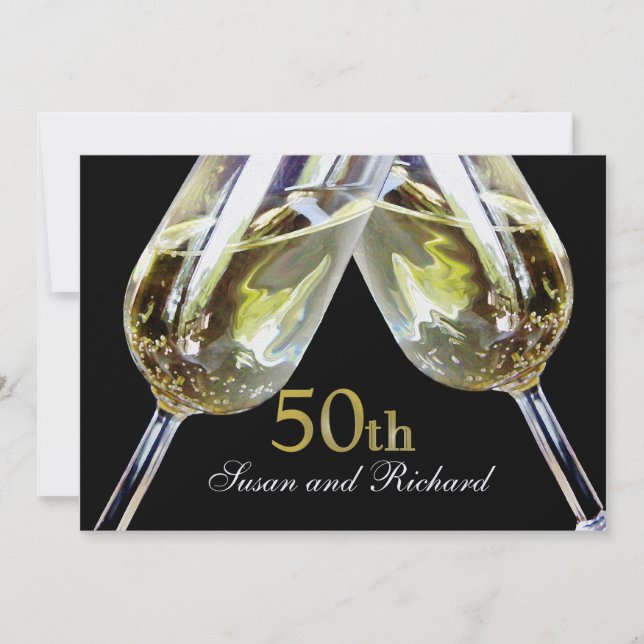 Champagner Toast/ 50 Jahre Einladung (Vorderseite)