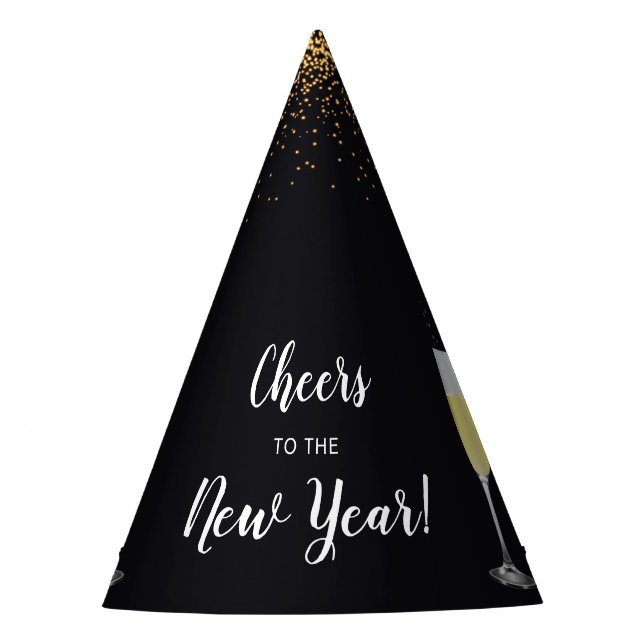 Champagner Toast Glitzer Neujahr Partyhütchen (Vorderseite)