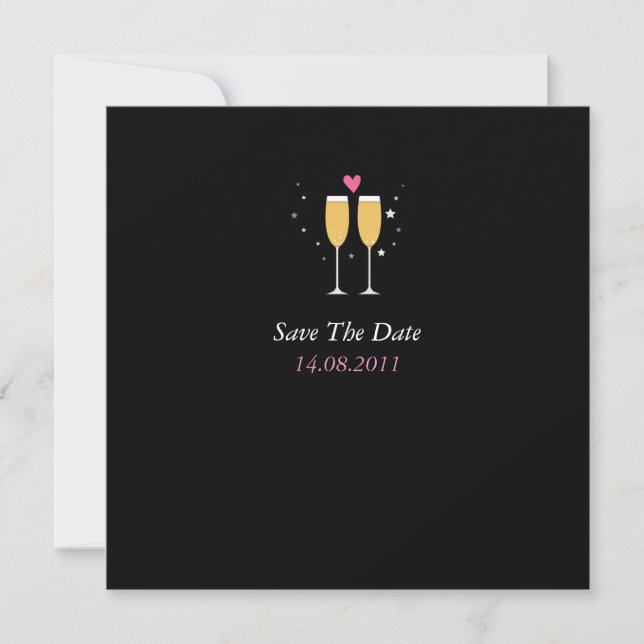 Champagner Toast Wedding Save the Date - schwarz (Vorderseite)