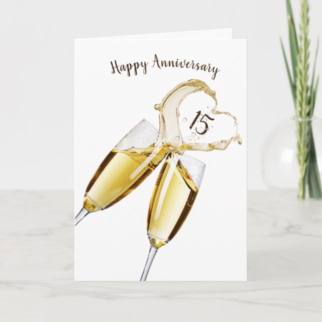 Champagner Toast zum 15. Jubiläum Karte (Vorderseite)