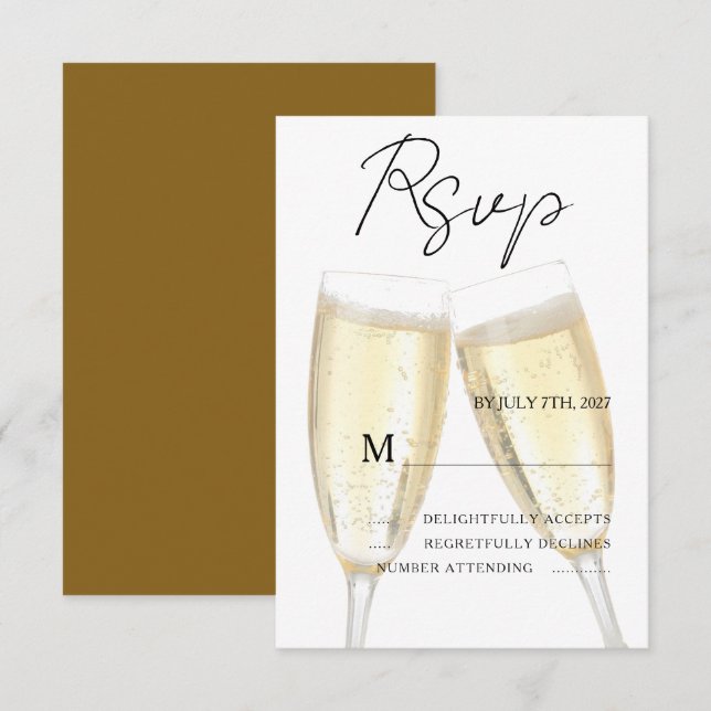 Champagner-Tost RSVP Karte (Vorne/Hinten)
