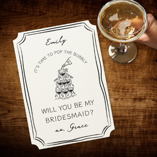 Champagner Tower Bubbly Bridesmaid Vorschlag Karte