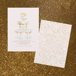 Champagner Tower Gold Text Blush Engagement Party Einladung