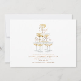 Champagner Tower Gold Text Engagement Party III Einladung