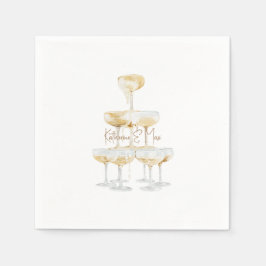 Champagner Tower Individuellen Namens Wedding Cock Serviette