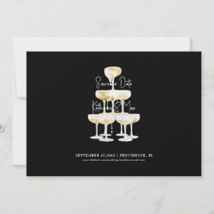 Champagner Tower Wedding Black Rette unser Datum Einladung