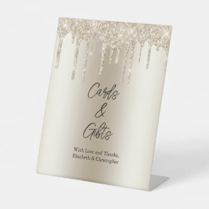 Champagner-Triefende-Glitzer-Karten und Geschenke Sockelschild