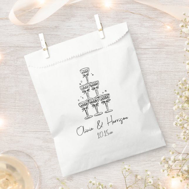 Champagner-Turm-Doodle benutzerdefinierter Name Ho Geschenktütchen (Ausgeschnitten)