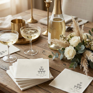 Champagner-Turm-Doodle mit individuellem Namen zur Serviette