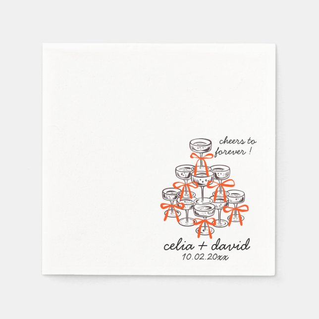 Champagner-Turm-Hochzeit Serviette (Vorderseite)