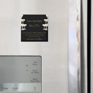 Champagner-Turm Schwarze Hochzeit Save the Date Magnet