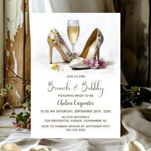 Champagner und Blumen-Schuh-Brunch und Bubbly Einladung