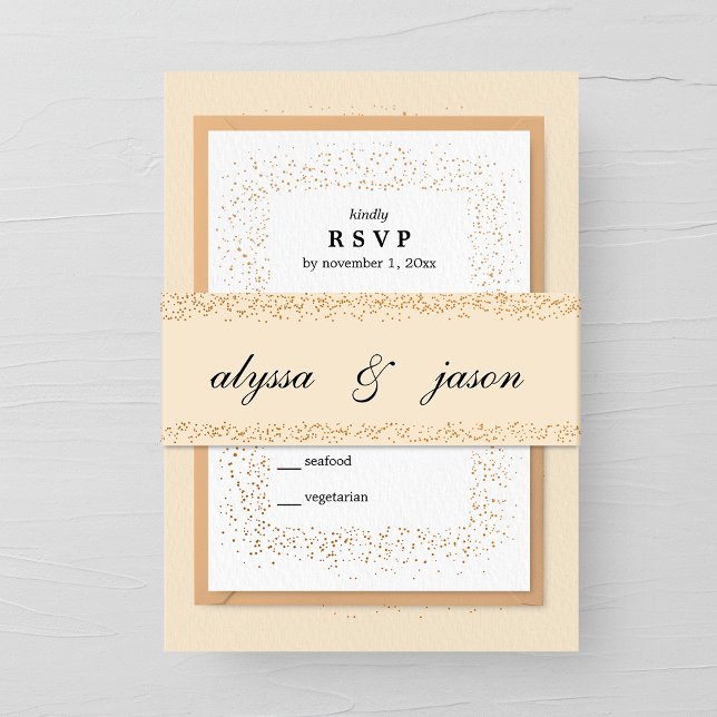 Champagner und Bronze Confetti Bursts Wedding Einladungsbanderole (Von Creator hochgeladen)