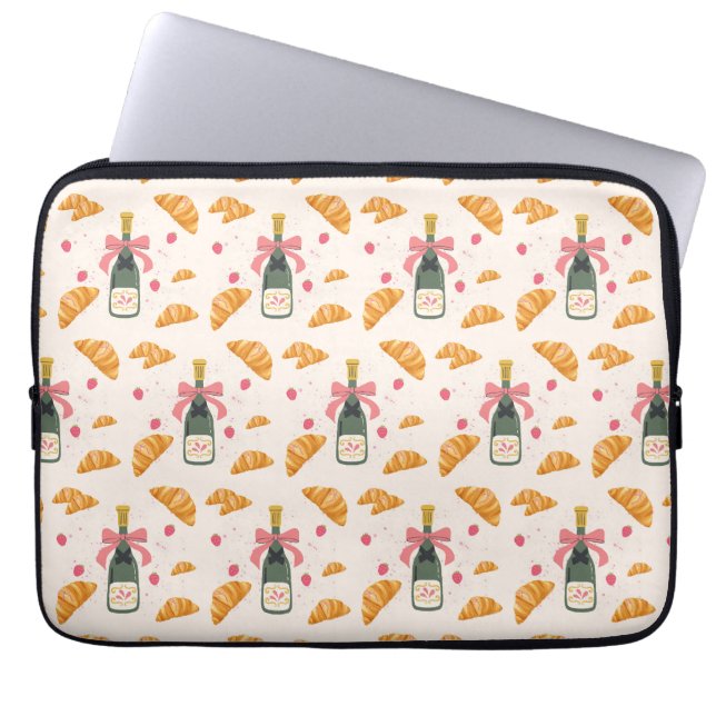 Champagner und Croissants Laptopschutzhülle (Vorderseite)