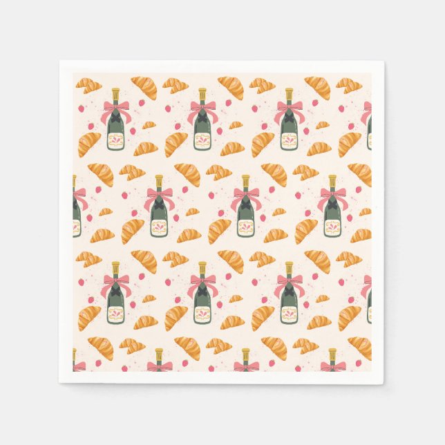 Champagner und Croissants Serviette (Vorderseite)