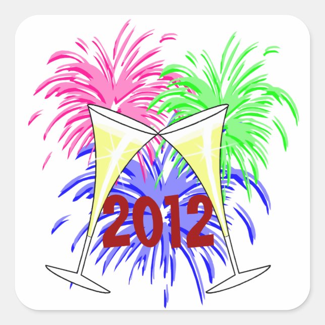Champagner und Feuerwerk im Neujahr sind Aufkleber (Vorderseite)