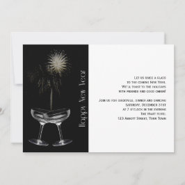 Champagner und Feuerwerk Silvester Party Einladung