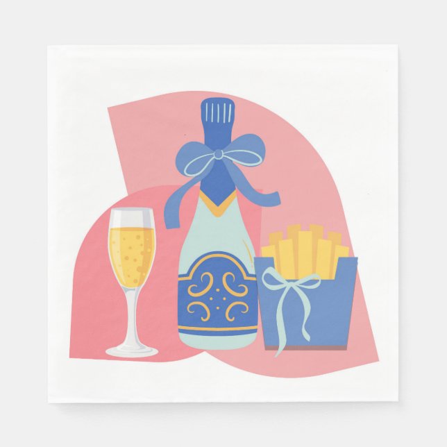 Champagner und Fries Serviette (Vorderseite)