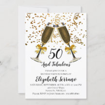 Champagner und Gold Confetti Weißer 50. Geburtstag