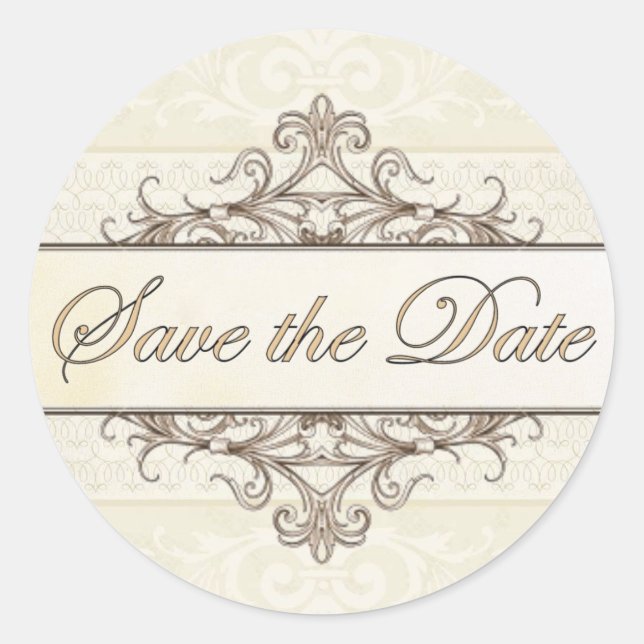 Champagner und Goldfilet Save the Date Runder Aufkleber (Vorderseite)