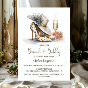 Champagner und Pünktchen Schuhe Brunch und Sekt Einladung
