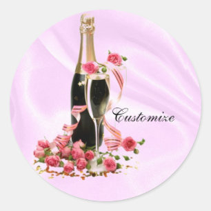Champagner und Rose Pink Satin Stickers