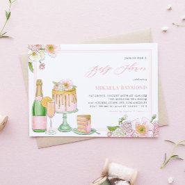 Champagner und Tropfen Cake Floral Baby Dusche Einladung