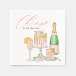 Champagner und Tropfen Cake zum Graduate Serviette