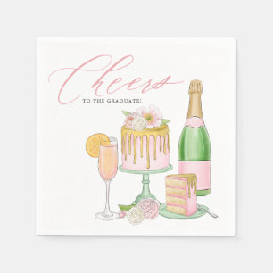 Champagner und Tropfen Cake zum Graduate Serviette