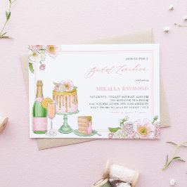 Champagner und Tropfen Floral Bridal Luncheon Einladung