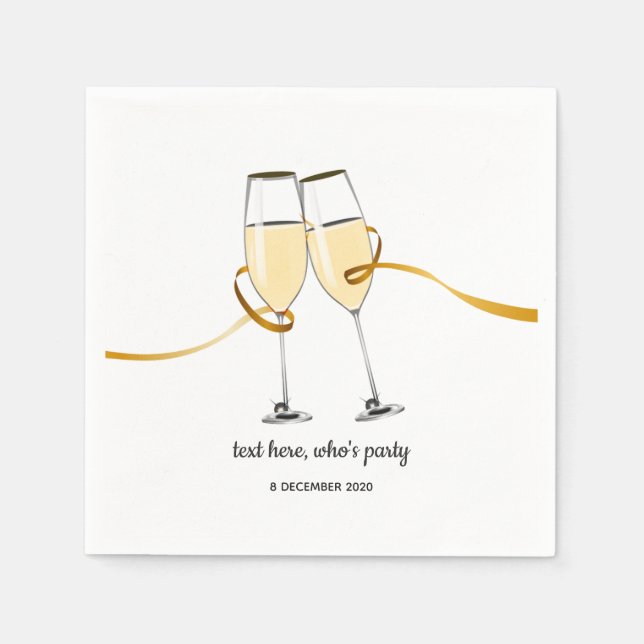 Champagner, Wein, whimsisch, Cocktail Papier Napki Serviette (Vorderseite)