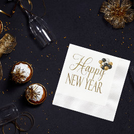 Champagner White & Gold Silvester Paper Napkin Serviette