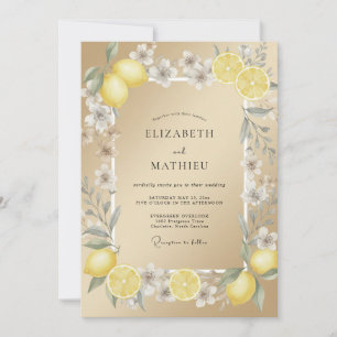 Champagner-Zitrone-Zitrus-Eukalyptus-Hochzeit Einladung