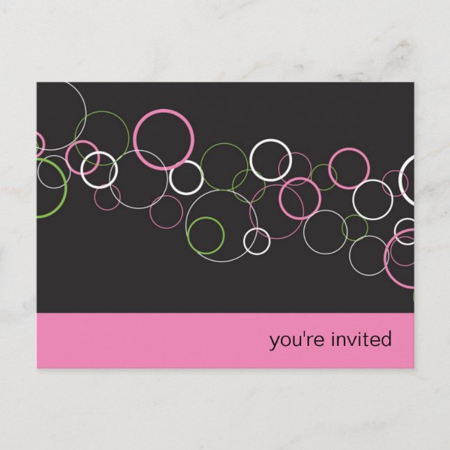 Champagnerblasen auf der Black Party Postcard Einladungspostkarte (Vorderseite)