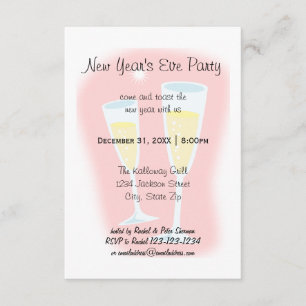 Champagnerbrille - 3 x 5 Silvester-Party Einladung