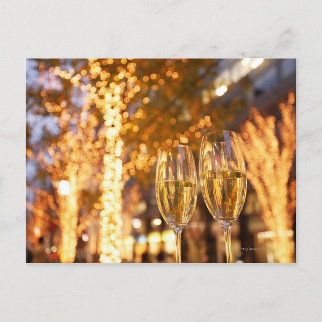 Champagnerbrille auf Weihnachten in der Stadt (Vorderseite)