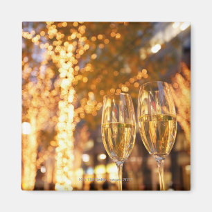 Champagnerbrille auf Weihnachten in der Stadt Magnet
