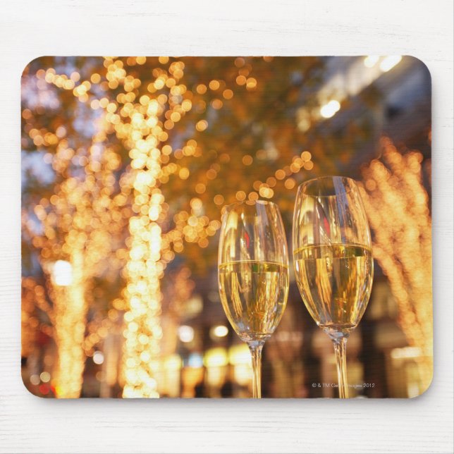 Champagnerbrille auf Weihnachten in der Stadt Mousepad (Vorne)