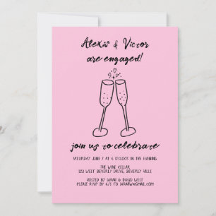 Champagnerbrille regt Custom Engagement Party an Einladung