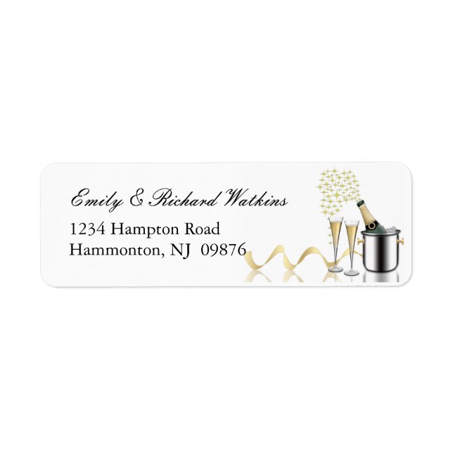 Champagnerbrille und Eimer-Labels (Vorne)
