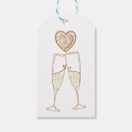 Champagnerbrille und Herz Geschenkanhänger