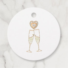Champagnerbrille und Herz Geschenkanhänger