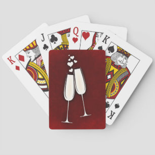 Champagnerbrille und Herz Spielkarten